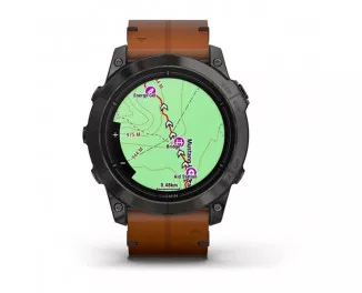 Смарт-годинник GARMIN Epix Pro (Gen 2) Sapphire 51mm Carbon Grey DLC Titanium with Chestnut Leather Band (010-02804-30/31)