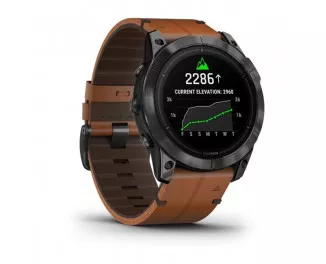 Смарт-годинник GARMIN Epix Pro (Gen 2) Sapphire 51mm Carbon Grey DLC Titanium with Chestnut Leather Band (010-02804-30/31)