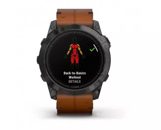 Смарт-годинник GARMIN Epix Pro (Gen 2) Sapphire 51mm Carbon Grey DLC Titanium with Chestnut Leather Band (010-02804-30/31)