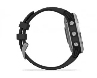 Смарт-годинник GARMIN Fenix 6 Solar Silver with black band (010-02410-00)