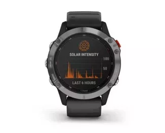 Смарт-годинник GARMIN Fenix 6 Solar Silver with black band (010-02410-00)