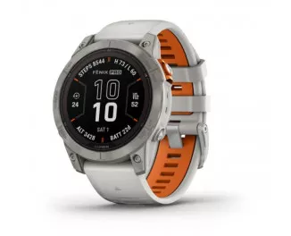 Смарт-часы GARMIN Fenix 7 Pro Sapphire Solar Titanium w. Fog Gray/Ember O. Band (010-02777-20/21)