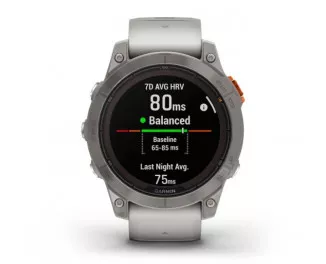 Смарт-годинник GARMIN Fenix 7 Pro Sapphire Solar Titanium w. Fog Gray/Ember O. Band (010-02777-20/21)