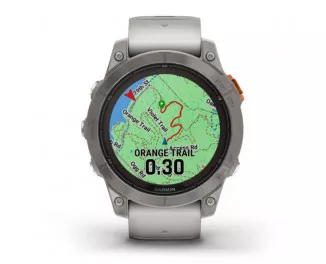 Смарт-годинник GARMIN Fenix 7 Pro Sapphire Solar Titanium w. Fog Gray/Ember O. Band (010-02777-20/21)