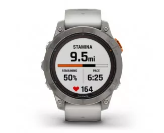 Смарт-годинник GARMIN Fenix 7 Pro Sapphire Solar Titanium w. Fog Gray/Ember O. Band (010-02777-20/21)