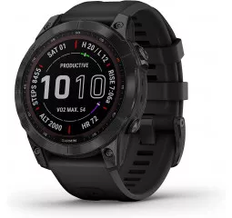 Смарт-часы GARMIN Fenix 7 Sapphire Solar Black DLC Titanium with Black Band (010-02540-34)