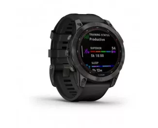Смарт-годинник GARMIN Fenix 7 Sapphire Solar Carbon Gray DLC Titanium with Black Band (010-02540-20)