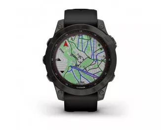 Смарт-годинник GARMIN Fenix 7 Sapphire Solar Carbon Gray DLC Titanium with Black Band (010-02540-20)