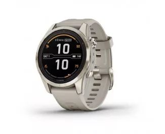 Смарт-часы GARMIN Fenix 7S Pro Sapphire Solar Soft Gold w. Light Sand Band (010-02776-14/15)
