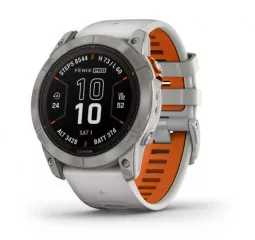 Смарт-часы GARMIN Fenix 7X Pro Sapphire Solar Titanium w. Fog Gray/Ember O. Band (010-02778-14/15)