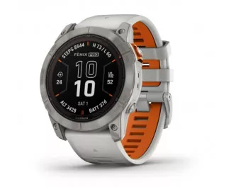 Смарт-часы GARMIN Fenix 7X Pro Sapphire Solar Titanium w. Fog Gray/Ember O. Band (010-02778-14/15)