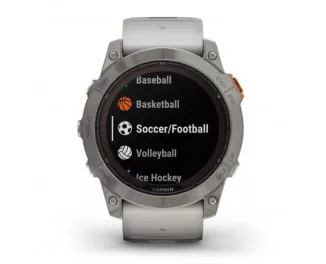 Смарт-годинник GARMIN Fenix 7X Pro Sapphire Solar Titanium w. Fog Gray/Ember O. Band (010-02778-14/15)