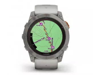 Смарт-годинник GARMIN Fenix 7X Pro Sapphire Solar Titanium w. Fog Gray/Ember O. Band (010-02778-14/15)