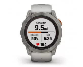 Смарт-годинник GARMIN Fenix 7X Pro Sapphire Solar Titanium w. Fog Gray/Ember O. Band (010-02778-14/15)