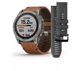 Смарт-часы GARMIN Fenix 7X Sapphire Solar Titanium w. Chestnut Leather Band (010-02541-19)