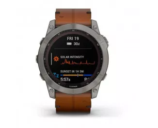 Смарт-годинник GARMIN Fenix 7X Sapphire Solar Titanium w. Chestnut Leather Band (010-02541-19)