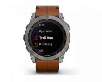 Смарт-годинник GARMIN Fenix 7X Sapphire Solar Titanium w. Chestnut Leather Band (010-02541-19)