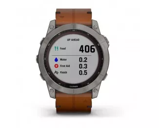 Смарт-годинник GARMIN Fenix 7X Sapphire Solar Titanium w. Chestnut Leather Band (010-02541-19)