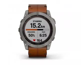 Смарт-годинник GARMIN Fenix 7X Sapphire Solar Titanium w. Chestnut Leather Band (010-02541-19)