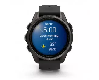 Смарт-годинник GARMIN Fenix 8 43mm AMOLED Sapphire Carbon Gray DLC Tit. w. Black/Pebble Gray S. Band (010-02903-20/21)