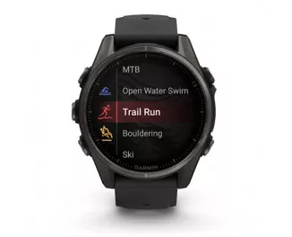 Смарт-годинник GARMIN Fenix 8 43mm AMOLED Sapphire Carbon Gray DLC Tit. w. Black/Pebble Gray S. Band (010-02903-20/21)