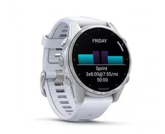 Смарт-годинник GARMIN Fenix 8 43mm AMOLED Silver with Whitestone Silicone Band (010-02903-00)
