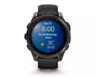 Смарт-годинник GARMIN Fenix 8 47mm AMOLED Sapphire Carbon Gray DLC Titanium w. Black/Pebble Gray S. Band (010-02904-20/21)