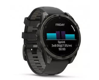 Смарт-годинник GARMIN Fenix 8 47mm AMOLED Sapphire Carbon Gray DLC Titanium w. Black/Pebble Gray S. Band (010-02904-20/21)
