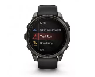 Смарт-годинник GARMIN Fenix 8 47mm AMOLED Sapphire Carbon Gray DLC Titanium w. Black/Pebble Gray S. Band (010-02904-20/21)