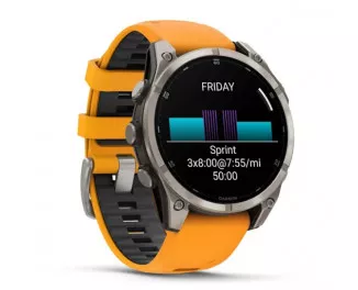 Смарт-часы GARMIN Fenix 8 47mm AMOLED Sapphire Titanium w. Spark Orange/Graphite Silicone Band (010-02904-10/11)