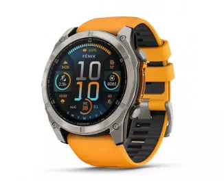 Смарт-часы GARMIN Fenix 8 51mm AMOLED Sapphire Titanium w. Spark Orange/Graphite Silicone Band (010-02905-10/11)