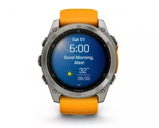 Смарт-годинник GARMIN Fenix 8 51mm AMOLED Sapphire Titanium w. Spark Orange/Graphite Silicone Band (010-02905-10/11/53)
