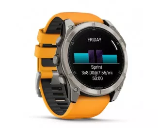 Смарт-годинник GARMIN Fenix 8 51mm AMOLED Sapphire Titanium w. Spark Orange/Graphite Silicone Band (010-02905-10/11/53)