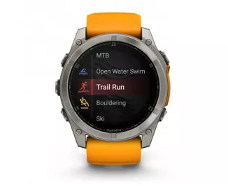 Смарт-годинник GARMIN Fenix 8 51mm AMOLED Sapphire Titanium w. Spark Orange/Graphite Silicone Band (010-02905-10/11/53)