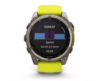 Смарт-часы GARMIN Fenix 8 51mm Solar Sapphire Titanium w. Amp Yellow/Graphite Silicone Band (010-02907-20/21)