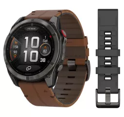 Смарт-часы GARMIN Fenix 8 Pro 51mm AMOLED Carbon Gray DLC Titanium with Chestnut Leather Band (010-03199-40)