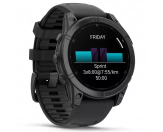 Смарт-годинник GARMIN Fenix E 47mm AMOLED Slate Gray Steel with Black Silicone Band (010-03025-03/01/13)