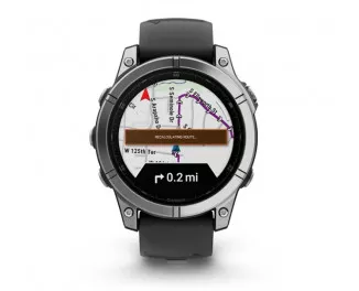 Смарт-годинник GARMIN Fenix E 47mm AMOLED Stainless Steel with Black Silicone Band (010-03025-02/00)