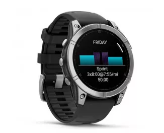 Смарт-годинник GARMIN Fenix E 47mm AMOLED Stainless Steel with Black Silicone Band (010-03025-02/00)