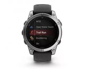 Смарт-годинник GARMIN Fenix E 47mm AMOLED Stainless Steel with Black Silicone Band (010-03025-02/00)