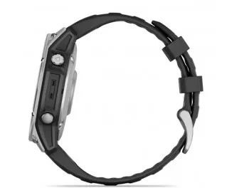 Смарт-годинник GARMIN Fenix E 47mm AMOLED Stainless Steel with Black Silicone Band (010-03025-02/00)