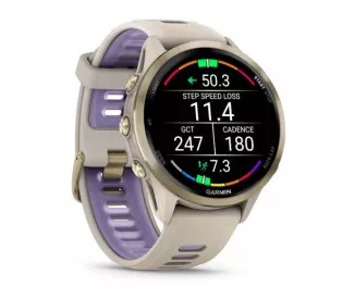 Смарт-часы GARMIN Forerunner 970 Soft Gold Titanium w. French Gray C. and French Gray/T. Indigo Band (010-02969-02/12)