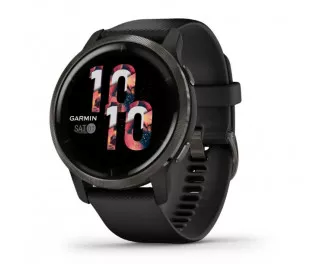 Смарт-часы GARMIN Venu 2 Slate Stainless Steel Bezel with Black Case and Silicone Band (010-02430-11/01)