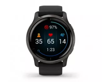Смарт-годинник GARMIN Venu 2 Slate Stainless Steel Bezel with Black Case and Silicone Band (010-02430-11/01)