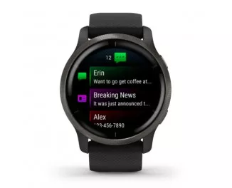 Смарт-годинник GARMIN Venu 2 Slate Stainless Steel Bezel with Black Case and Silicone Band (010-02430-11/01)