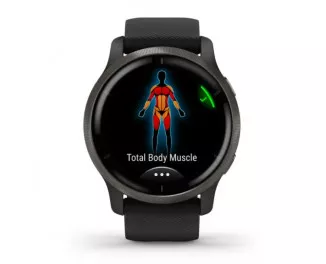Смарт-годинник GARMIN Venu 2 Slate Stainless Steel Bezel with Black Case and Silicone Band (010-02430-11/01)