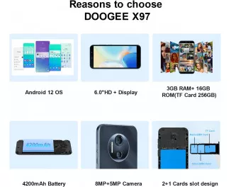 Смартфон Doogee X97 3/16GB Black