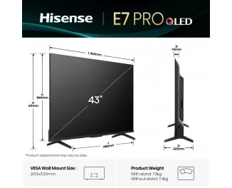 Телевизор Hisense 43E7Q PRO