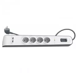 Удлинитель-фильтр сетевой Belkin 4хТип F, 3x1.5мм кв, 16А, 2xUSB-A 2.4A, защитой от перенапряжения, 2м, белый