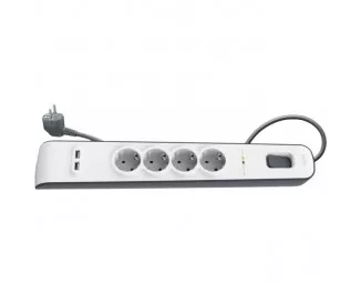 Удлинитель-фильтр сетевой Belkin 4хТип F, 3x1.5мм кв, 16А, 2xUSB-A 2.4A, защитой от перенапряжения, 2м, белый